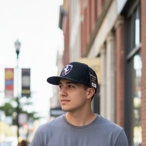 KBETHOS The Real‎ Original Fitted Flat-Bill Hats True-Fit  Black WHite Logo